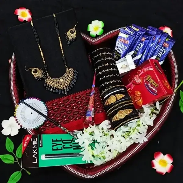 হাফসিল্ক ছোটফুল  শাড়ী  গিফট প্যাকেজ (KFHALP-06) - Image 2