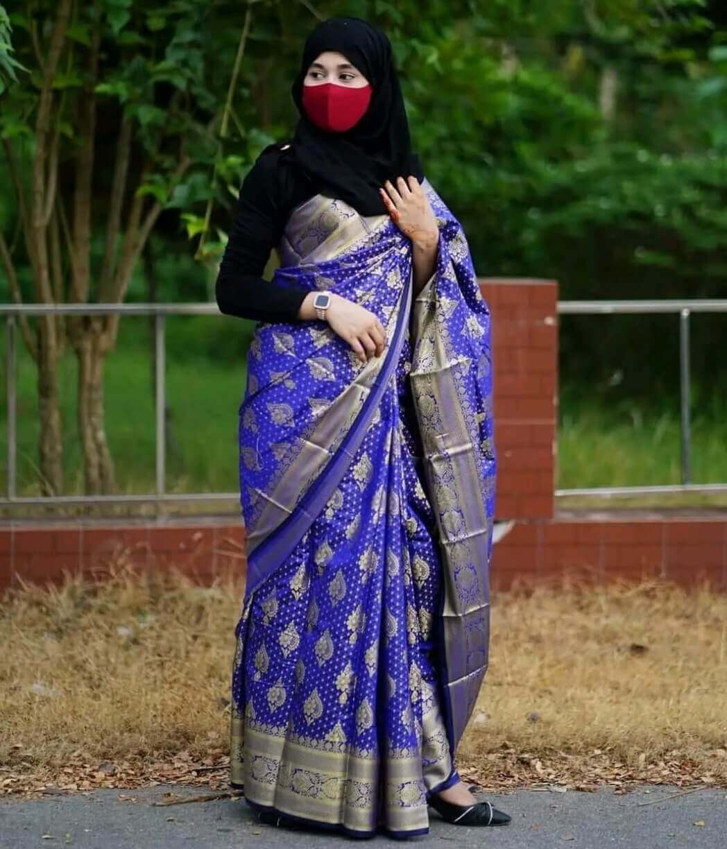 blue color katan saree tatihut.com ,