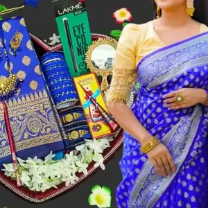 katan blue saree