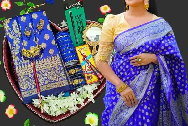 katan blue saree