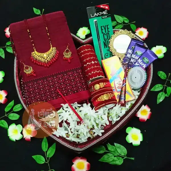 Best Gift for your Friends and Family pure soti  Saree &  Jewellery Combo Set. marron colour (KFSOTGP-07) - Image 2