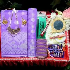 Purple Jamdani saree combo gift set