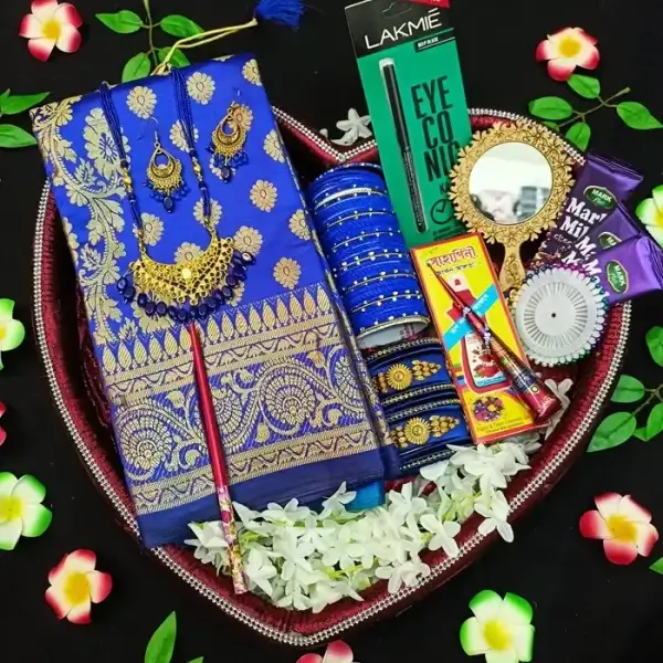 katan blue saree
