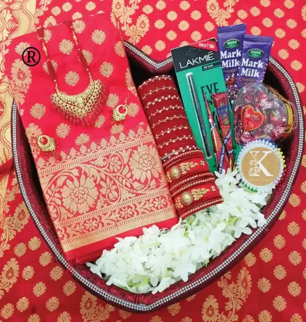Lal katan saree combo