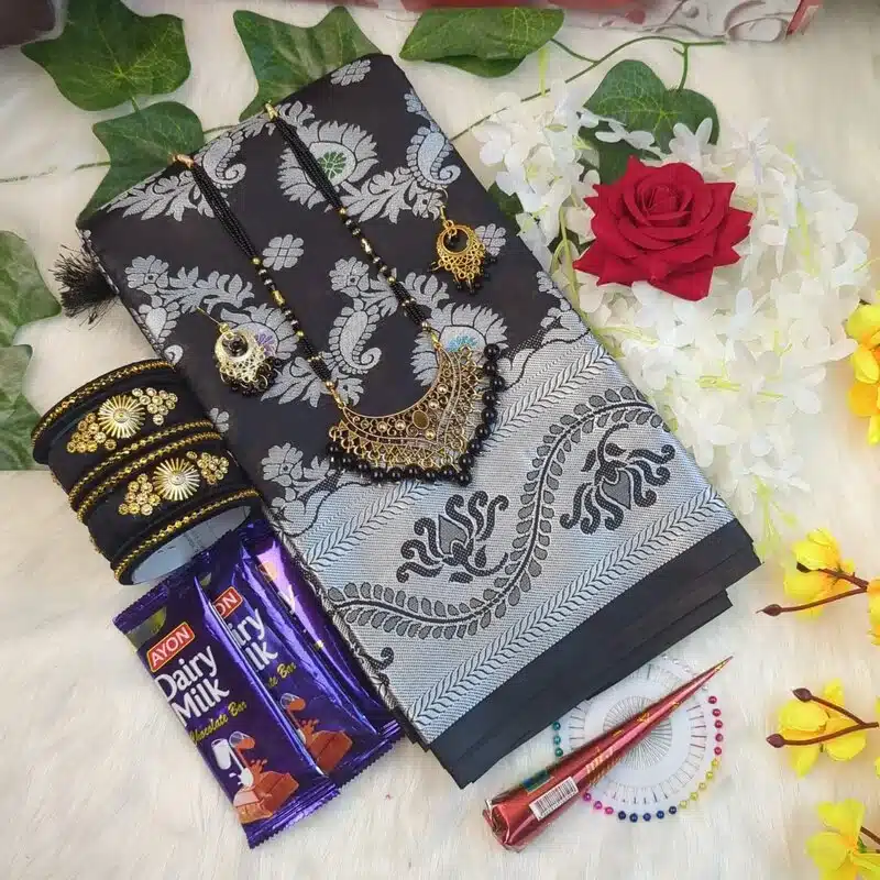 kalo soft katan saree