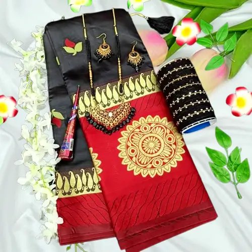 বল কাতান বেনারসি শাড়ি।সফ্ট এবং এব্রোটারি কাজ করা উচ্চ মানের গিফট প্যাকেজ