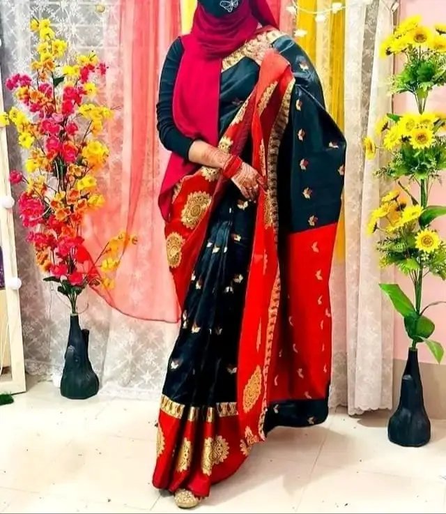 বল কাতান বেনারসি শাড়ি।সফ্ট এবং এব্রোটারি কাজ করা উচ্চ মানের গিফট প্যাকেজ - Image 2