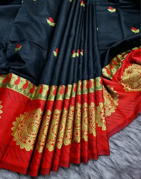 বল কাতান বেনারসি শাড়ি।সফ্ট এবং এব্রোটারি কাজ করা উচ্চ মানের গিফট প্যাকেজ - Image 3