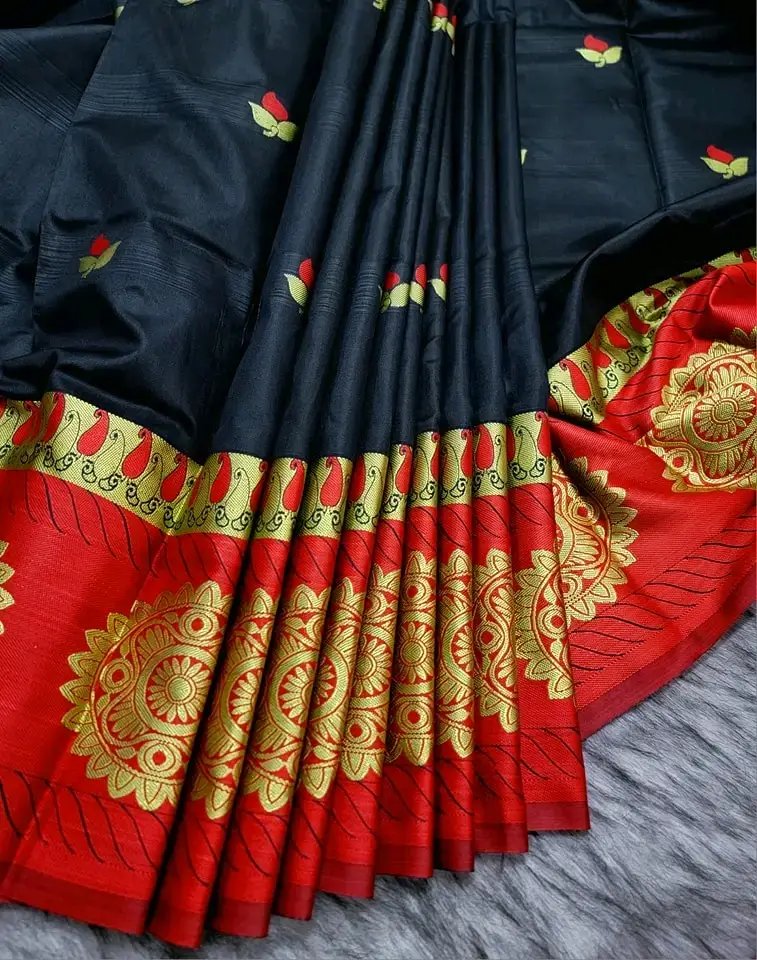 বল কাতান বেনারসি শাড়ি।সফ্ট এবং এব্রোটারি কাজ করা উচ্চ মানের গিফট প্যাকেজ - Image 3